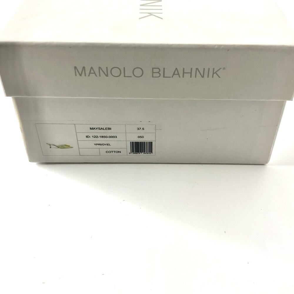 Manolo Blahnik Maysalebi Yellow Flower Print Slip On Kitten Heel Mules 37.5 - Picture 9 of 9